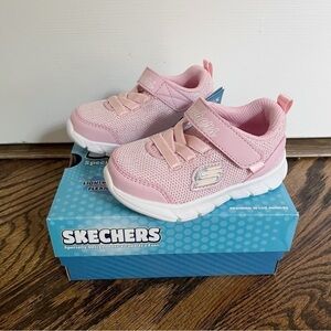 NWT Skechers Comfy Flex Moving On Velcro Sneakers Pink Shimmer Toddler Girls